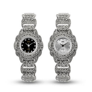 <span class=keywords><strong>Bracelet</strong></span> en argent sterling 925 pour femmes avec marcassite Luxury 925 Silver Vintage Wristwatch - Product Image 3