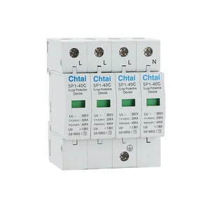 Manufacturer SP1-40C AC surge protector 4 poles din rail SPD 3P+N Solar device PV 385v lightning protective Thunder Arrester