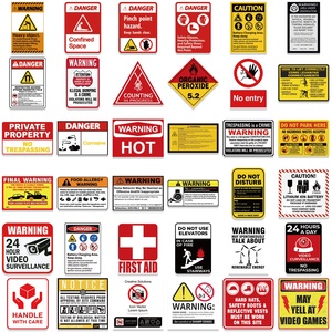 Custom PVC Warning Sign Logo Graffiti Decorative Luggage Guitar Notebook <strong>DIY</strong> Non-infringement Waterproof UV <strong>Printed</strong> <strong>Stickers</strong> - Product Image 5