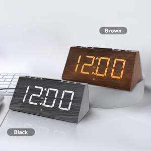 Phòng khách buổi sáng đứng LED thông minh đầu giường cơ sở bàn Bàn lớn máy tính để bàn hình tam giác kỹ thuật số báo động điện đồng hồ gỗ - Product Image 6