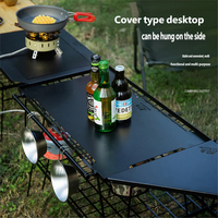 Table pliante d'extérieur en bambou, table de camping portable, barbecue multifonctionnel, vaisselle de camping, égouttoir, grille de table