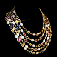 Collier Chaîne Maillons Croix en Zircon Cubique Coloré NUOYA, Plaqué Or avec Opale Multicolore, Bijoux Fantaisie Hip Hop pour Hommes et Femmes, Cadeau