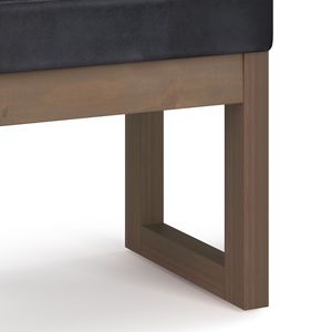 Taburete negro desgastado DB Milltown, Banco otomano pequeño, diseño de MDF extensible y con mechones de lujo para asientos de dormitorio - Product Image 4