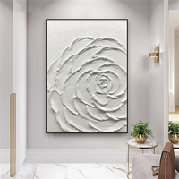 Cadre fait à la main photo oeuvre blanc texturé fleur affiche lourd minimaliste Art toile mur 3d peinture à l'huile pour la décoration intérieure