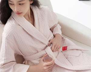 Peignoir en coton gaufré 100% Hongya, nouvelle arrivée - Peignoir unisexe <span class=keywords><strong>pour</strong></span> couples, vêtements de détente <span class=keywords><strong>pour</strong></span> hôtel et maison, toutes saisons - Product Image 5