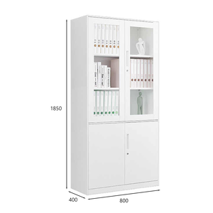 Archivador ejecutivo de metal con 2 puertas de acero y 2 vidrios, almacenamiento de doble acceso para oficina corporativa, Bufete de Abogados Bancarios - Product Image 1