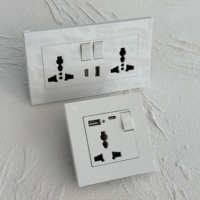 Interrupteur mural électrique double 13A/16A 220V USB/Type-C en plastique mat blanc/noir/gris, 250V, moderne, IP20, pour le Royaume-Uni