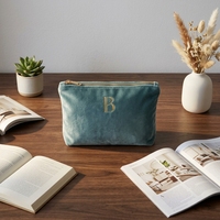 Pochette de maquillage en velours personnalisée, trousse d'accessoires de beauté, sac de voyage avec fermeture éclair