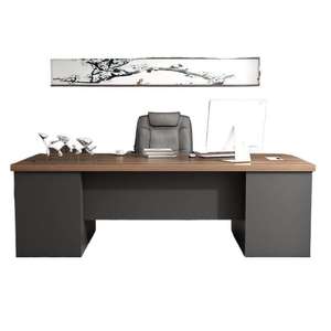 Escritorio Ejecutivo Moderno con Superficie de Madera y Base Negra para Oficina y Hogar - Product Image 5