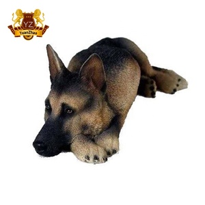 Lindo perro escultura de resina pintado a mano de pastor alemán bebé perro estatua - Product Image 6