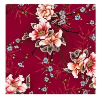 Tissu de couleur pêche, impression numérique sur tissu, 1 pièce, offre spéciale chinoise, design floral, doux, pour vêtement été 200558