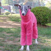 Pyjama pour animaux de compagnie à quatre pattes en polaire double face chaud à col roulé pour les races de lévriers sans poils, extensible et doux