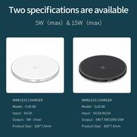 Chargeur sans fil rapide 15W avec entrée Type-C, personnalisable (logo OEM/ODM), compatible CE FCC ROHS - pour smartphones et montres connectées