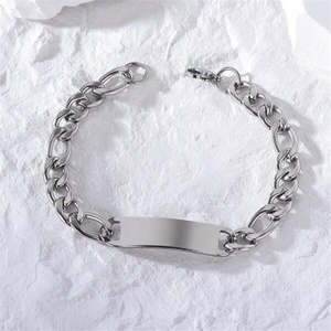Nebiwu — Bracelet Figaro en acier inoxydable, chaîne à maillons, personnalisé, votre taille, barre d'identité vierge, gravure au Laser, DIY, vente en gros - Product Image 3