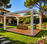 Pergola rétractable motorisée électrique en aluminium de luxe européen 20x20 avec éclairage solaire LED, écologique, pour jardin, arrière-cour et gazebo