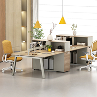 Bureau de travail en chêne pour espace ouvert, sur mesure, avec armoire de rangement, vente en gros