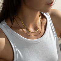 Chaîne en os de serpent plaqué or 18 carats, acier inoxydable, boîte sans décoloration, collier bijoux, chaîne à maillons pour femmes