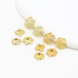 Perles de fixation en forme de fleur en cuivre plaqué or pour la fabrication de bracelets, composants de bijoux DIY, couleur inaltérable 14K 18K - Product Image 3