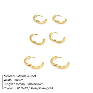 Pendientes de aro Hebilla de pendiente de oro de acero inoxidable para mujer Uionen 439 - Product Image 4