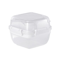 Boîte à salade carrée en plastique légère, compatible micro-ondes, pour les trajets quotidiens transfrontaliers, boîte de pique-nique double couche pour l'extérieur