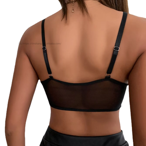 Haut T-shirt Femme Sexy en Dentelle Dos Nu Slim à Bretelles Halter avec Baleines – Tendance Mode - Product Image 4