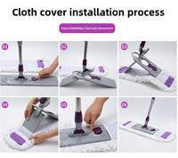 Grand ensemble de chiffons de vadrouille plats en coton avec tête de poussée de poussière Poignée de nettoyage pratique de remplacement pour un nettoyage facile à la maison