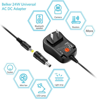 24W Evrensel 3V 4.5V 5V 6V 7.5V 9V 12V AC DC Adaptör, LED Şerit Işık, CCTV Kamera, Router, Bluetooth Hoparlör için 8 Uçlu