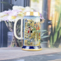 Chope à bière classique en porcelaine avec relief 3D d'un monument allemand, réutilisable, écologique, 1000 ml, tasse souvenir, collection de vin Oktoberfest