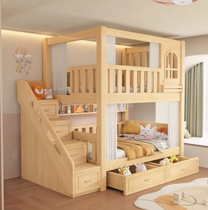 Letto <span class=keywords><strong>a</strong></span> Castello Doppio in Legno Massello <span class=keywords><strong>a</strong></span> Due Piani <span class=keywords><strong>per</strong></span> Bambini, Comodo e Resistente, Ideale <span class=keywords><strong>per</strong></span> Camere da Letto, Scuole, Hotel e Appartamenti - Product Image 1
