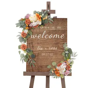 איכון קישוט חתונה פרח מלאכותי כרטיס ברוכים הבאים קשת פרחים דקורטיביים קישוט וילון חתונה
