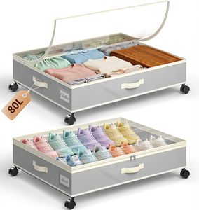 Bulk Supply 80L Metal Rolling Under Bed Storage with Wheels for Clothes Shoes Blankets Underbed Storage Drawers <b>Case</b> - Product Image 1