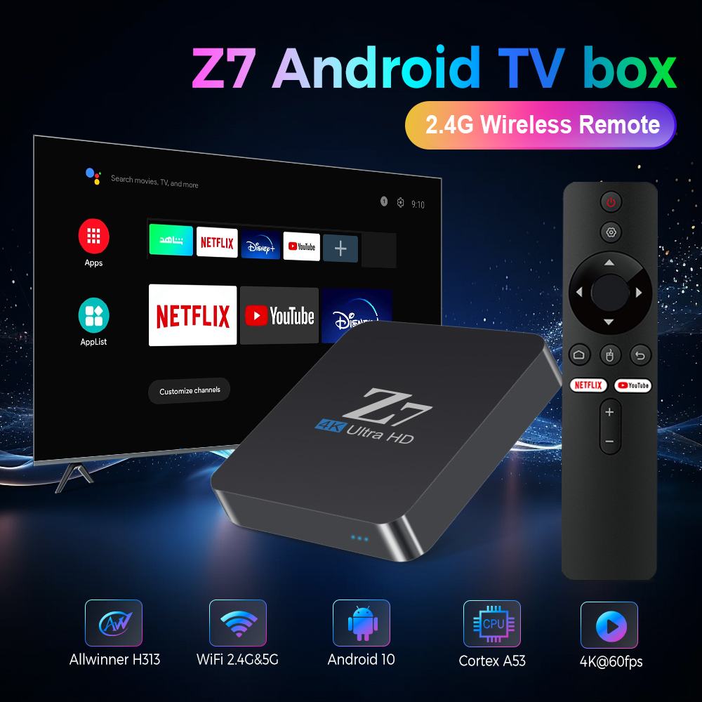 Z7 Smart TV Box - Android 10.0 Allwinner H313, 4K Media Player