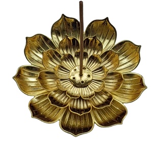 Brass Lotus <b>Incense</b> Stick Holder Chinese Style Ash Catcher <b>Incense</b> Burner Pack for Aromatic <b>Incense</b> <b>Cones</b> and Sticks - Product Image 1