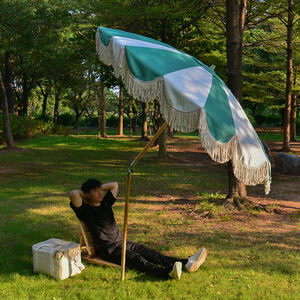 Sombrilla de playa de madera bohemia de lujo personalizada de 8 pies-Rayas amarillas con flecos, sombrilla elegante Vintage para playa y <span class=keywords><strong>patio</strong></span> trasero - Product Image 5