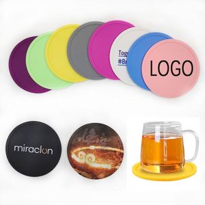 Sous-verre rond en caoutchouc souple PVC silicone, antidérapant, résistant à la chaleur, imperméable, avec logo personnalisé, prix usine X919, pour boissons - Product Image 2