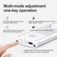 Lumière LED sans fil rechargeable à détecteur de mouvement pour placard, éclairage sous armoire avec aimant en aluminium blanc lumineux, couleur foncée