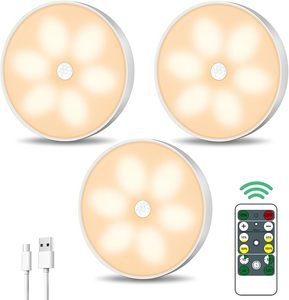 USB Có Thể Sạc Lại Từ Xa Thay Đổi Độ Sáng LED Tủ Quần Áo Puck Đèn Không Dây Cảm Biến Chuyển Động Ấm Trắng Pin Ánh Sáng Cho Tủ Truy Cập - Product Image 1