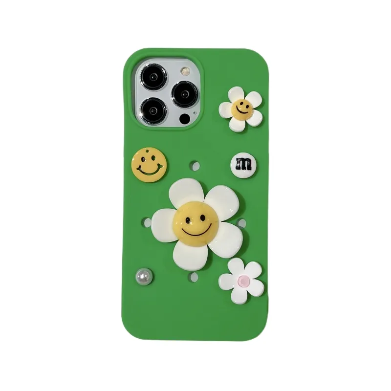 2023 New Product Latest Creative Smile Flower DIY Anti Drop Durable Phone Case For iphone