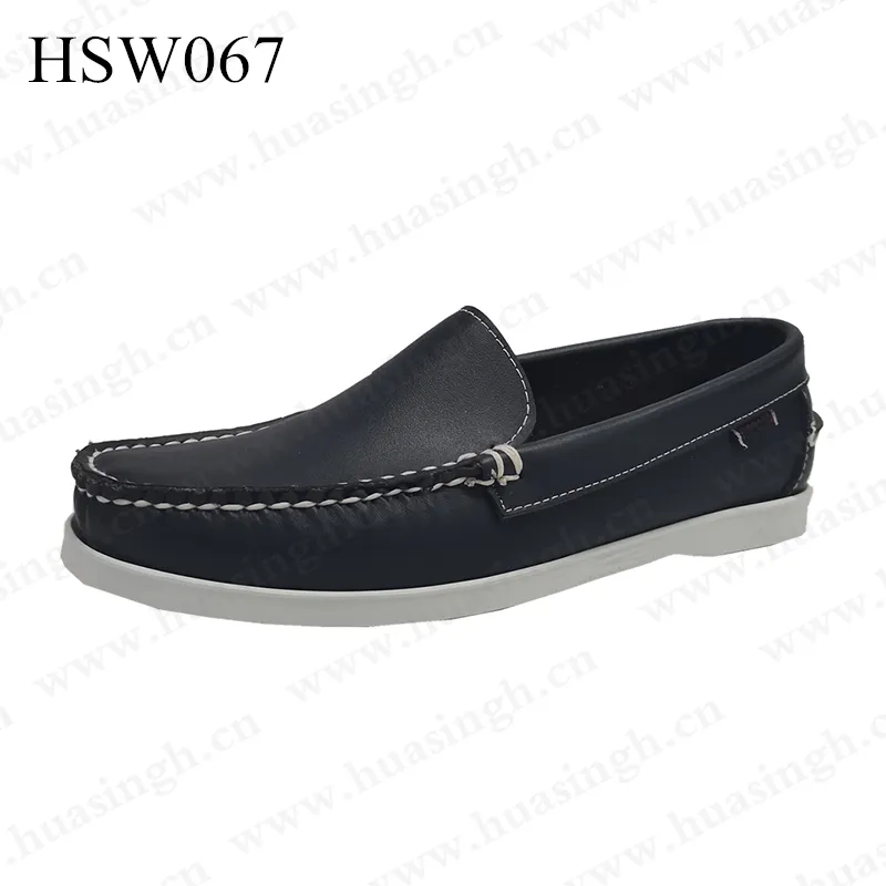 LXG,own factory cheap price all-match pull-on peas shoes natural blue leather upper anti-slip moccasin shoes for sale HSW067