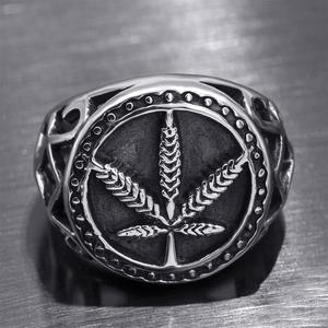 Anillo de moda para hombre con forma geométrica de hoja de arce, estilo punk, joyería de regalo CY715 - Product Image 2