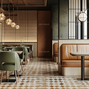 Ensemble <span class=keywords><strong>de</strong></span> meubles <span class=keywords><strong>de</strong></span> <span class=keywords><strong>restaurant</strong></span> <span class=keywords><strong>de</strong></span> restauration rapide commercial moderne en bois et cuir <span class=keywords><strong>de</strong></span> couleur orange et verte, table et chaise, canapé, banquette - Product Image 6