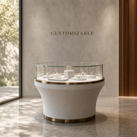 Elegante Schmuck-Vitrine mit Maßgefertigter LED-Beleuchtung, Metall-Holz-Glas-Kombination, Großhandel für Juweliergeschäfte