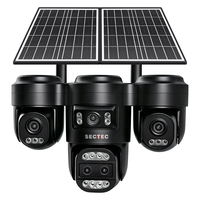 Kamera PTZ Tenaga Surya 20MP 15W AOV 5 Lensa Luar Ruangan 10X Zoom Penglihatan Malam 360 Tanpa Titik Buta Deteksi Gerakan IP66 Tahan Air