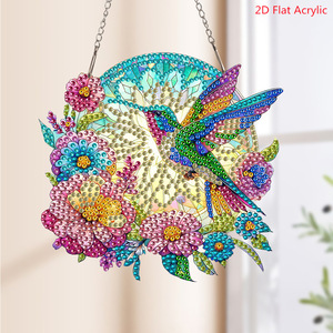Nouveau produit : Peinture <span class=keywords><strong>diamant</strong></span> effet miroir, Matériau acrylique, Plaque de porte en <span class=keywords><strong>diamant</strong></span> de cristal simple face, Colibri coloré - Product Image 1
