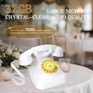 32 जीबी बड़ी मेमोरी रेट्रो रिकॉर्डिंग ऑडियो गेस्टबुक गुलाबी टेलीफोन रोमांटिक शादी के उपहार के लिए कॉर्डेड टेलीफोन - Product Image 2