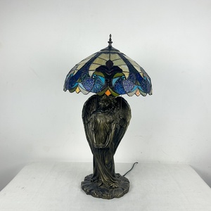 LongHuiJing European Baroque Antique Stained Glass Table Lamp 16 Inch Wide LED Desk <b>Light</b> Simple Eco-Friendly E26 - Product Image 4