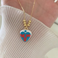 Collier pendentif cœur émaillé coloré LS-C7027 pour femme, avec breloque imprimé oiseau rose, chaîne maille forçat, bijou tendance, idéal comme cadeau