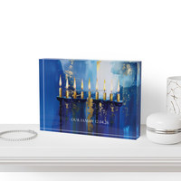 Ménorah moderne en Lucite, bloc personnalisé imprimé UV, décoration de table en acrylique pour Hanouka, cadeau juif pour le Festival des Lumières