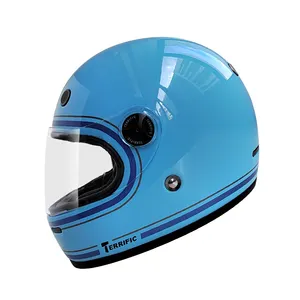 供应商直销舒适道路全脸保护复古风格玻璃纤维摩托车头盔