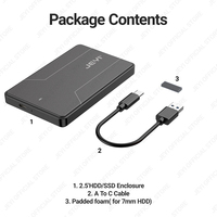 Carcasa de disco duro con interfaz USB de 2,5 pulgadas tipo C 3,1 SATA III Compatible con 7Mm 9,5mm SATA HDD SSD compatible con UASP sin herramientas